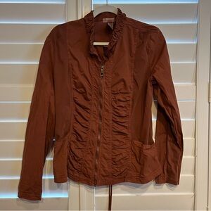 Wearables Ruched Front Lace Up Back Lightweight Jacket Rust Orange Size Large